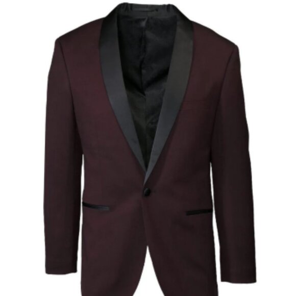 New Burgundy Pindot Slim Fit Shawl Tuxedo Jacket Only - Picture 1 of 1